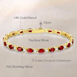 "Glamour Radiance" January Birthstone Fancy Cut Tennis Garnet Sterling Silver Bracelet