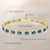 "Glamour Radiance" December Birthstone Fancy Cut Tennis Blue Topaz Sterling Silver Bracelet