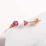 FANCIME Pink Tourmaline 14K Rose Gold Stud Earrings