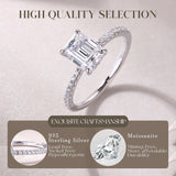 FANCIME Classic Solitaire Radiant Cut Moissanite Sterling Silver Ring