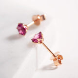 FANCIME Pink Tourmaline 14K Rose Gold Stud Earrings