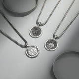 FANCIME St Benedict Medals Amulet Sterling Silver Mens Pendant Necklace Saint Series