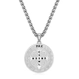 FANCIME St Benedict Medals Amulet Sterling Silver Mens Pendant Necklace Saint Series