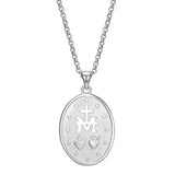 FANCIME Virgin Mary Medals Amulet Sterling Silver Mens Pendant Necklace Saint Series