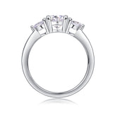 FANCIME Three Stone Round Cut Moissanite Sterling Silver Ring