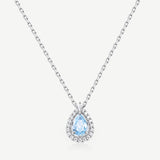 Ocean Eye Birthstone Silver Drop Necklace in Aquamarine