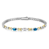 FANCIME "Eternal Duo" December Birthstone Topaz Sterling Silver Tennis Bracelets