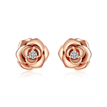 FANCIME "My Rose" Diamond Rose 14k Rose Gold Stud Earrings Main