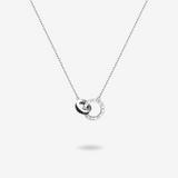 FANCIME "Roman Time" Interlocking Circle Couples Sterling Silver Necklace