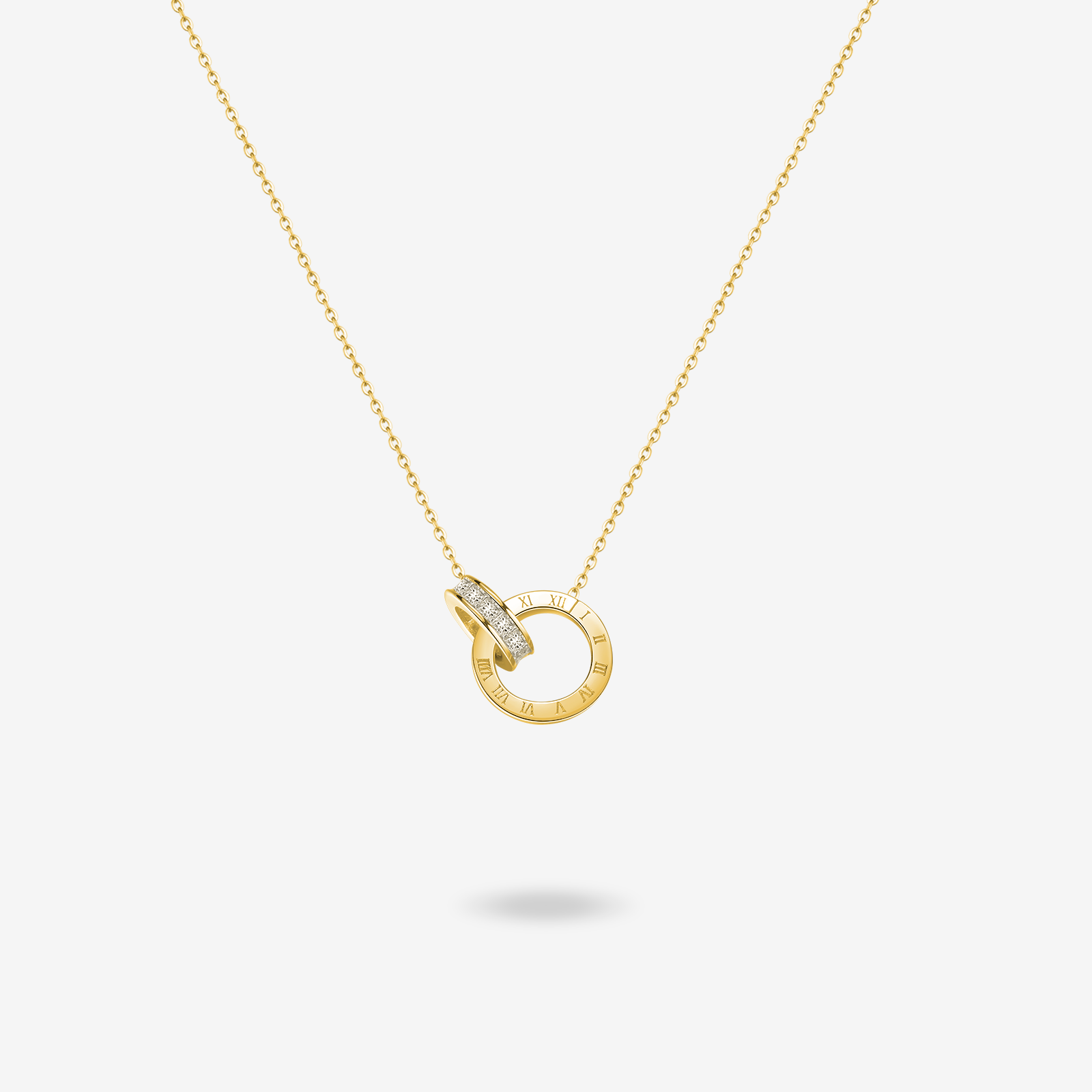 FANCIME "Roman Time" Interlocking Circle Sterling Silver Necklace