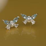 FANCI ME "Crystal" Butterfly Sterling Silver Earrings Blue Show