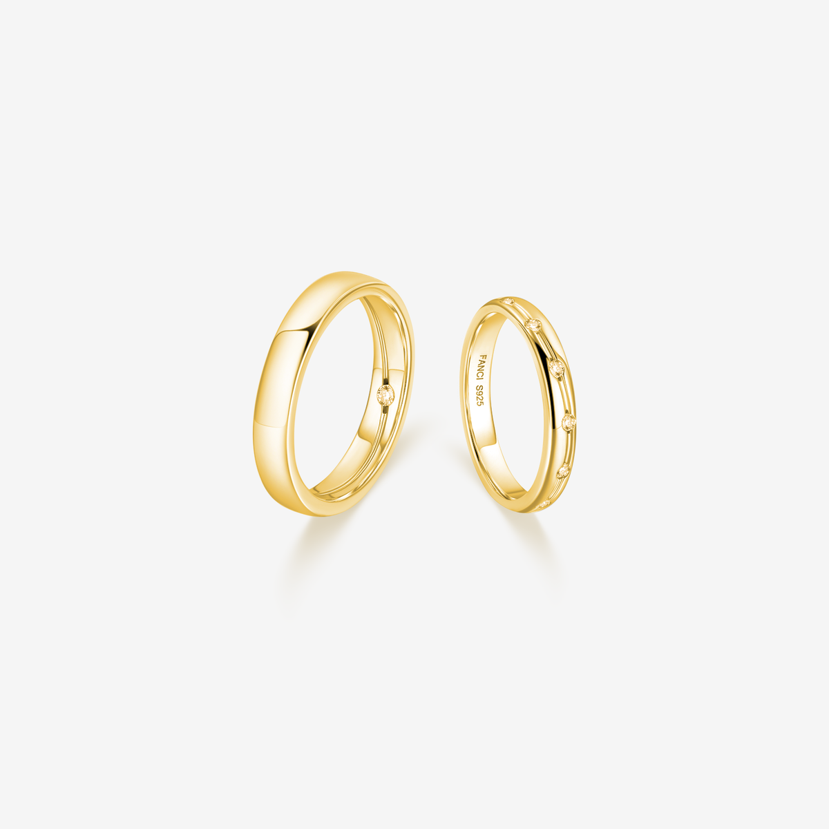 FANCIME "Time Flow" Wedding Bands Couples Sterling Rings