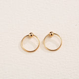 FANCIME Minimalist Ball 18k Rose Gold Hoop Earrings Show