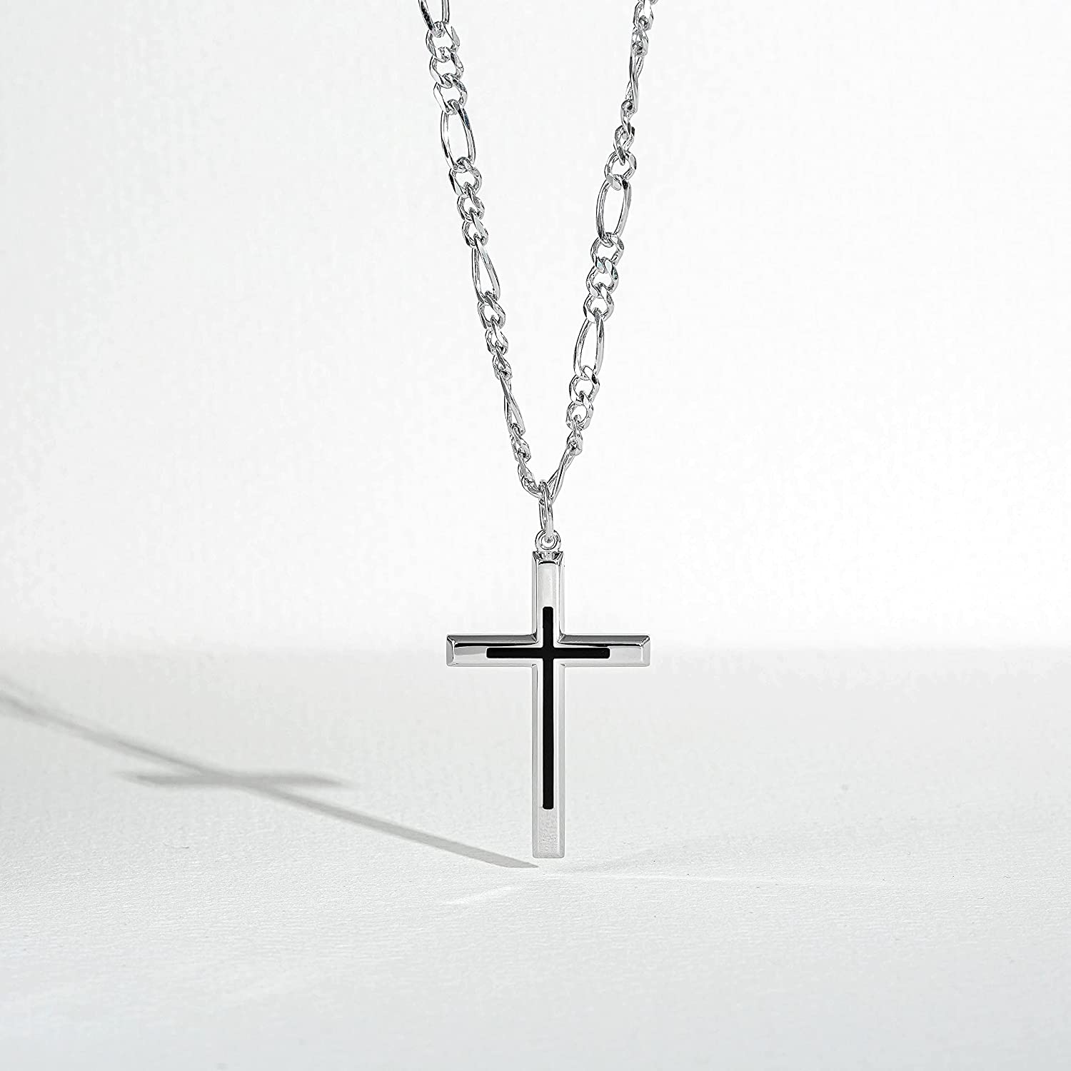 FANCIME Black Highlight Cross Sterling Silver Necklace Detail