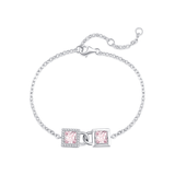 FANCIME "Pink Vow" Interlocking Padlock Sterling Silver Bracelet