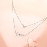 FANCIME "Pounding Heart" Wave Double Layer Sterling Silver Necklace