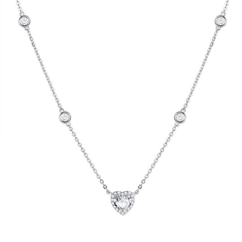 "Glam Heart" Heart Shape Sterling Silver Necklace