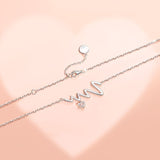 FANCIME "Pounding Heart" Bar Wave Sterling Silver Necklace