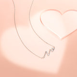 FANCIME “Dazzling Wink” Heart Wave Sterling Silver Necklace Detail