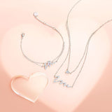 FANCIME "Pounding Heart" Wave Double Layer Sterling Silver Necklace
