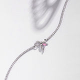 “My Fairy Lady” Sterling Silver Sweet Bow White Stone Tennis Bracelet