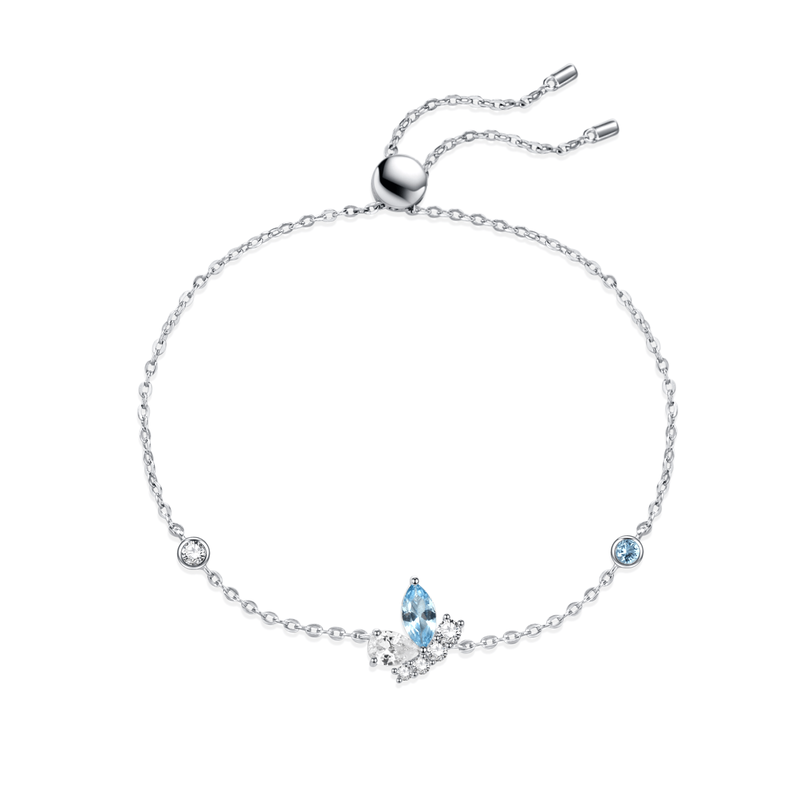 FANCIME "Crystal Joy" Flying Butterfly Sterling Silver Bracelet  Front