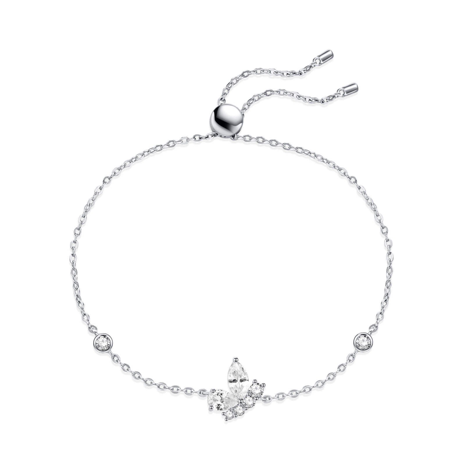 FANCIME "Crystal Joy" Flying Butterfly Sterling Silver Bracelet  Main