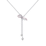 FANCIME “Momoiro Bow” Sweet Bow Pink Long Drop Sterling Silver Necklace Main