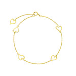 Open heart 14k yellow gold bracelet for women