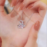FANCIME "Satin Bow" Bow Pink CZ Sterling Silver Necklace Video