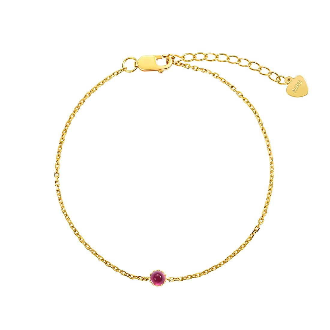 Red ruby birthstone 18k yellow bracelet minimalist jewelry for women