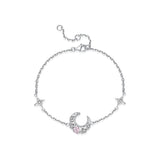 FANCIME "Pink Dream" Crescent Moon Star  Sterling Silver Strand Bracelet