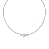 FANCIME "Ms Charming" Halo Heart Tennis Sterling Silver Necklace Main