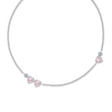 FANCIME "Pink Impression" Halo Heart Tennis Sterling Silver Necklace Main