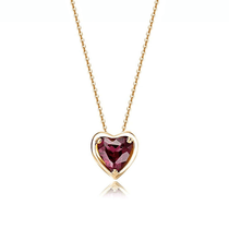 FANCIME Delicate Garnet Heart January Birthstone 14K Gold Necklace Main