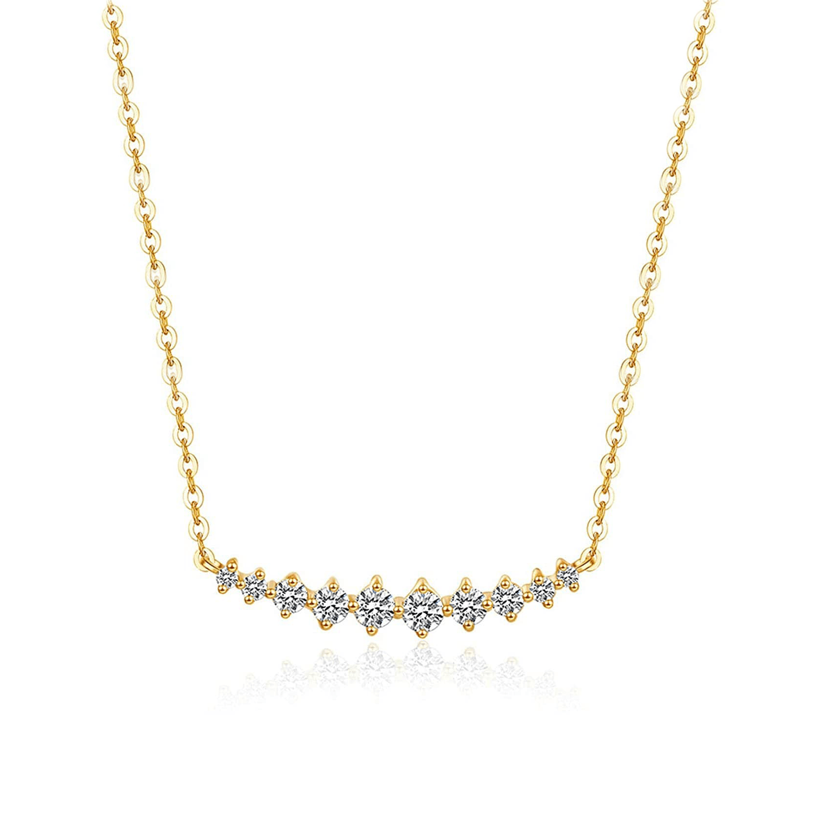 FANCIME "Mademoiselle White" Bar Smile 14K Yellow Gold Necklace Main
