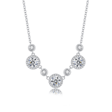Fanci "Crystal Delight" Halo Setting Round Sterling Silver Necklace Main
