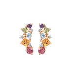 Color gemstone flower earring post studs gifts