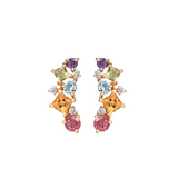 Color gemstone flower earring post studs gifts
