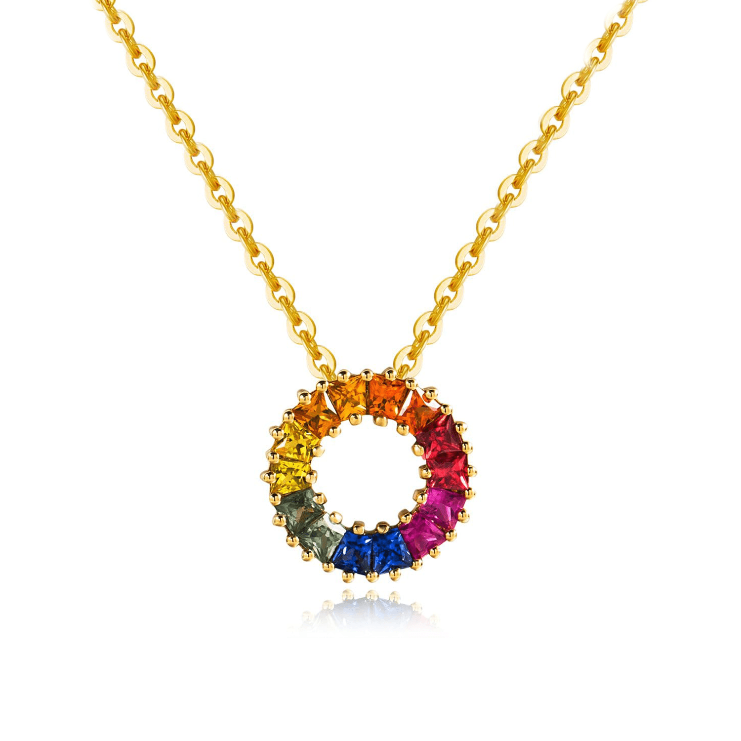 FANCIME "Rainbow Ring Mini" Multi Gemstone 18K Yellow Gold Necklace Main