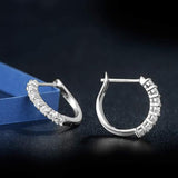 Prong setting white moissanite stone hoop earrings gift for her