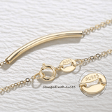 FANCIME “Tube Lines” Smile Gold Bar 14K Yellow Gold Necklace  Show