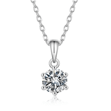 FANCIME Moissanite Flower Six Prong Sterling Silver Necklace Main
