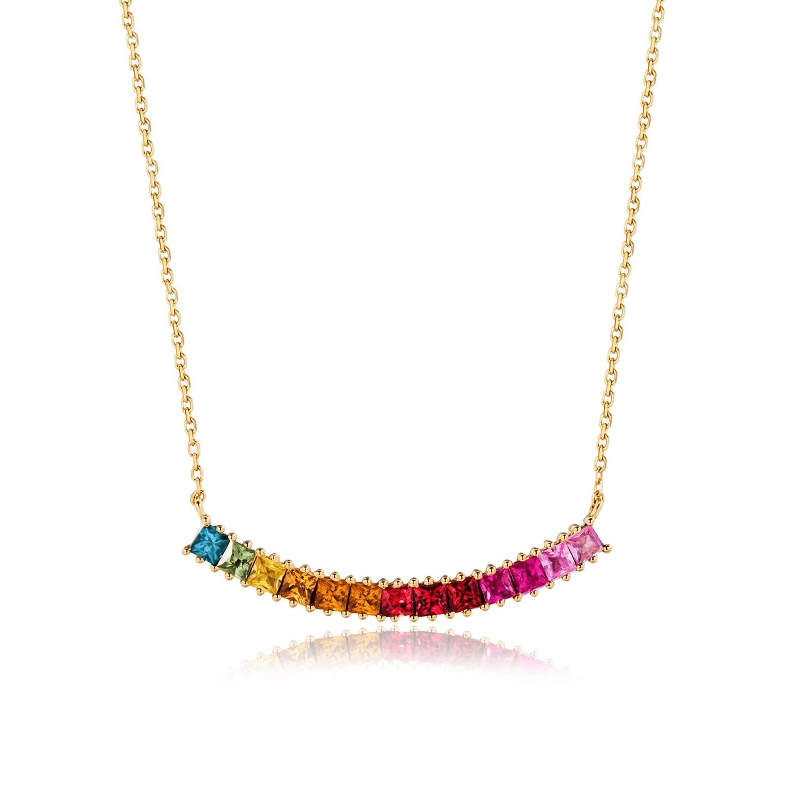 FANCIME "Rainbow Smile" Multi Gemstone 18K Yellow Gold Necklace Main