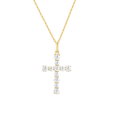 FANCIME White Sapphire Cross 14K Yellow Gold Necklace Main