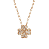 FANCIME Heart-Shaped Four Leaf Clover 18K Solid Rose Gold Necklace Main
