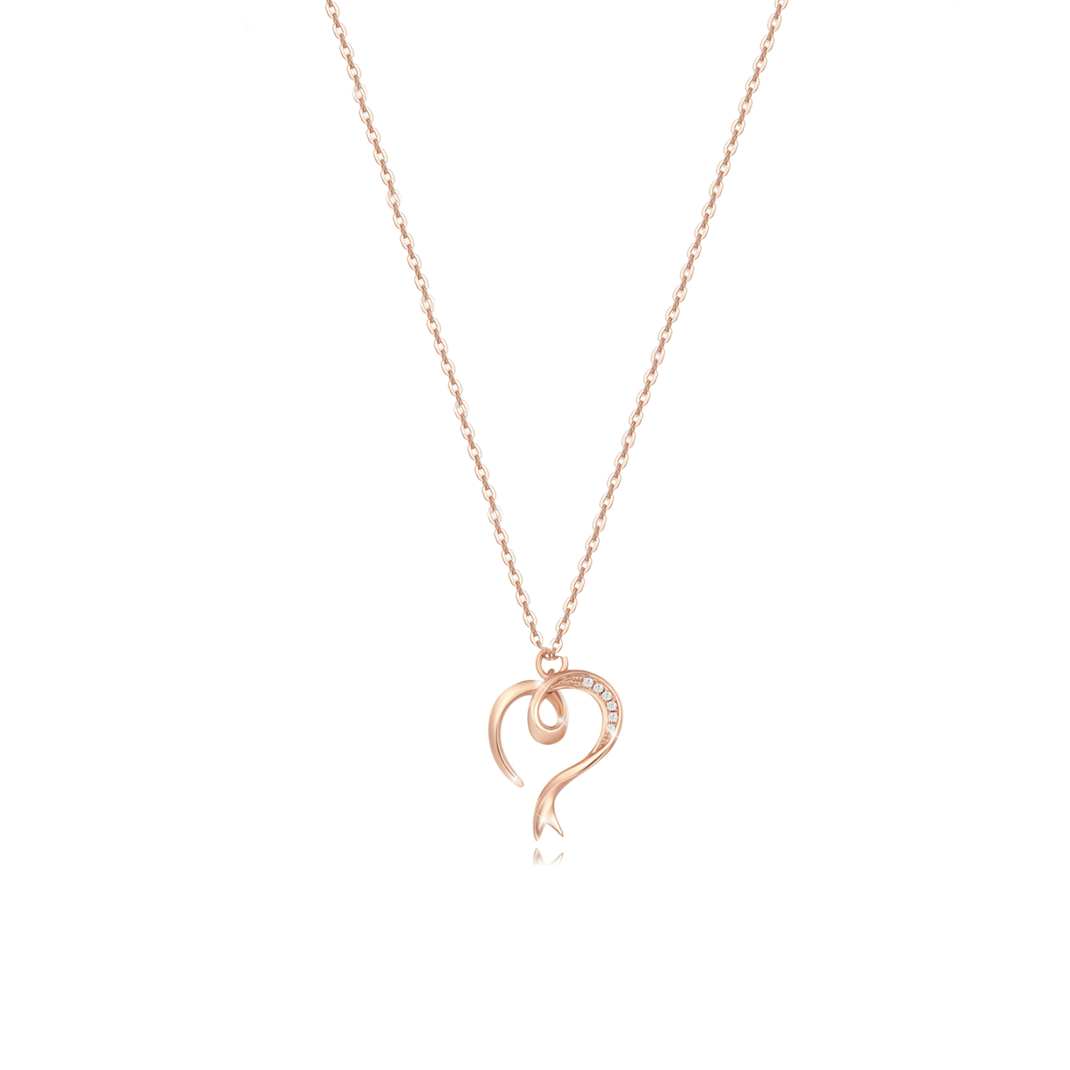 FANCIME Heart 14K Solid Rose Gold Necklace Main