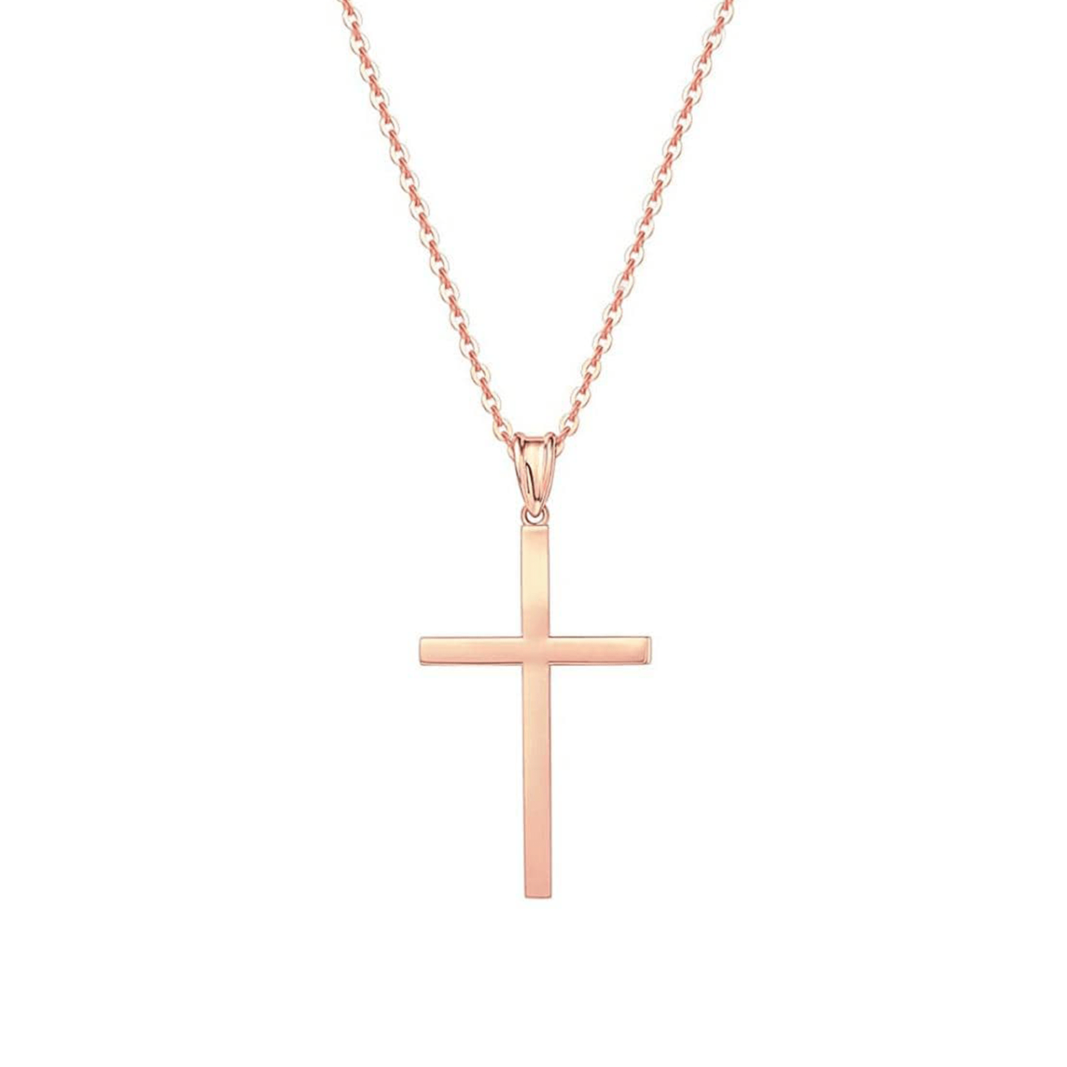 FANCIME 3D Polished Hollow Cross 18K Rose Gold Necklace Main