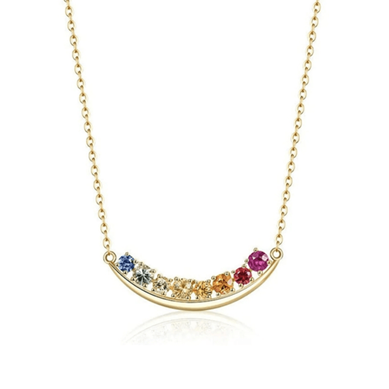 FANCIME "Rainbow Sparkle" Bar 18K Yellow Gold Necklace