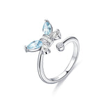 FANCIME "Azura" Butterfly Statement Sterling Silver Open Ring Main